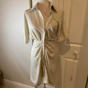 Bucket List Lapel Ruched Tie-Waist Dress 👗